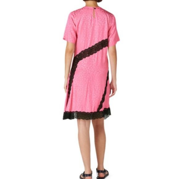 Koché Collective Leopard Print Asymmetric Dress Pink Black Size 42 26645 - Picture 3 of 8